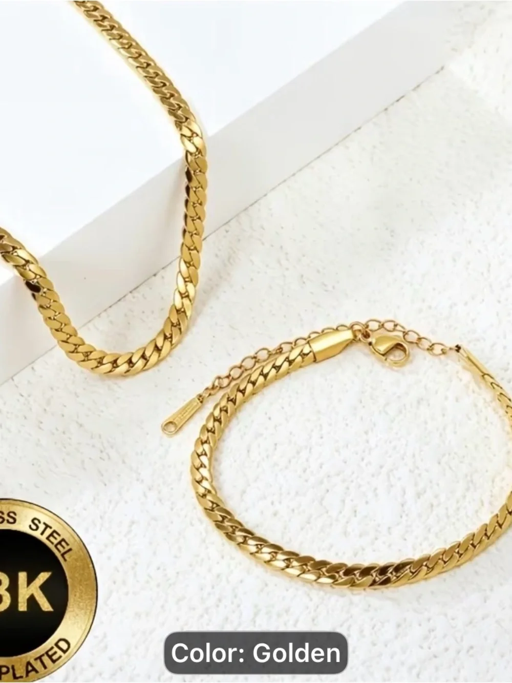 Gold-Tone Cuban Link Necklace & Bracelet Set - Men